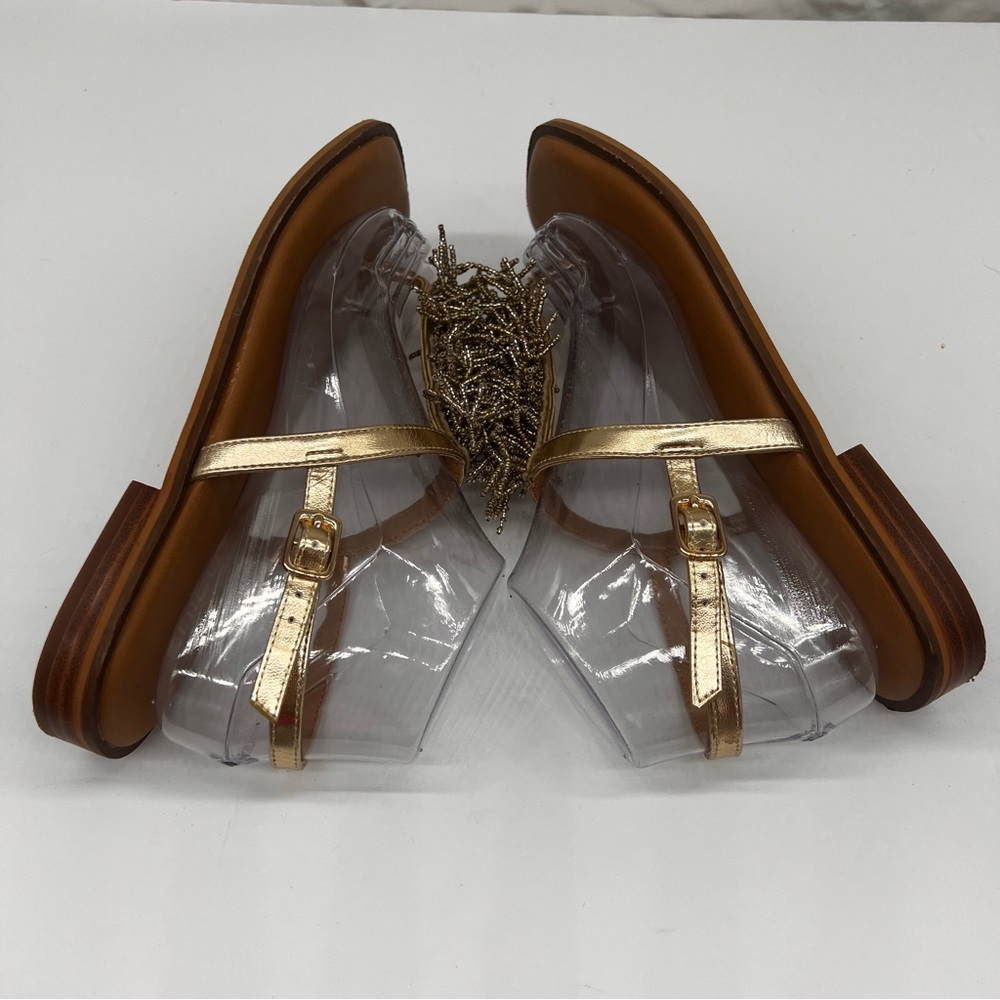 CHICOS Gold T-Strap Sandals Size 7.5 - Picture 11 of 15